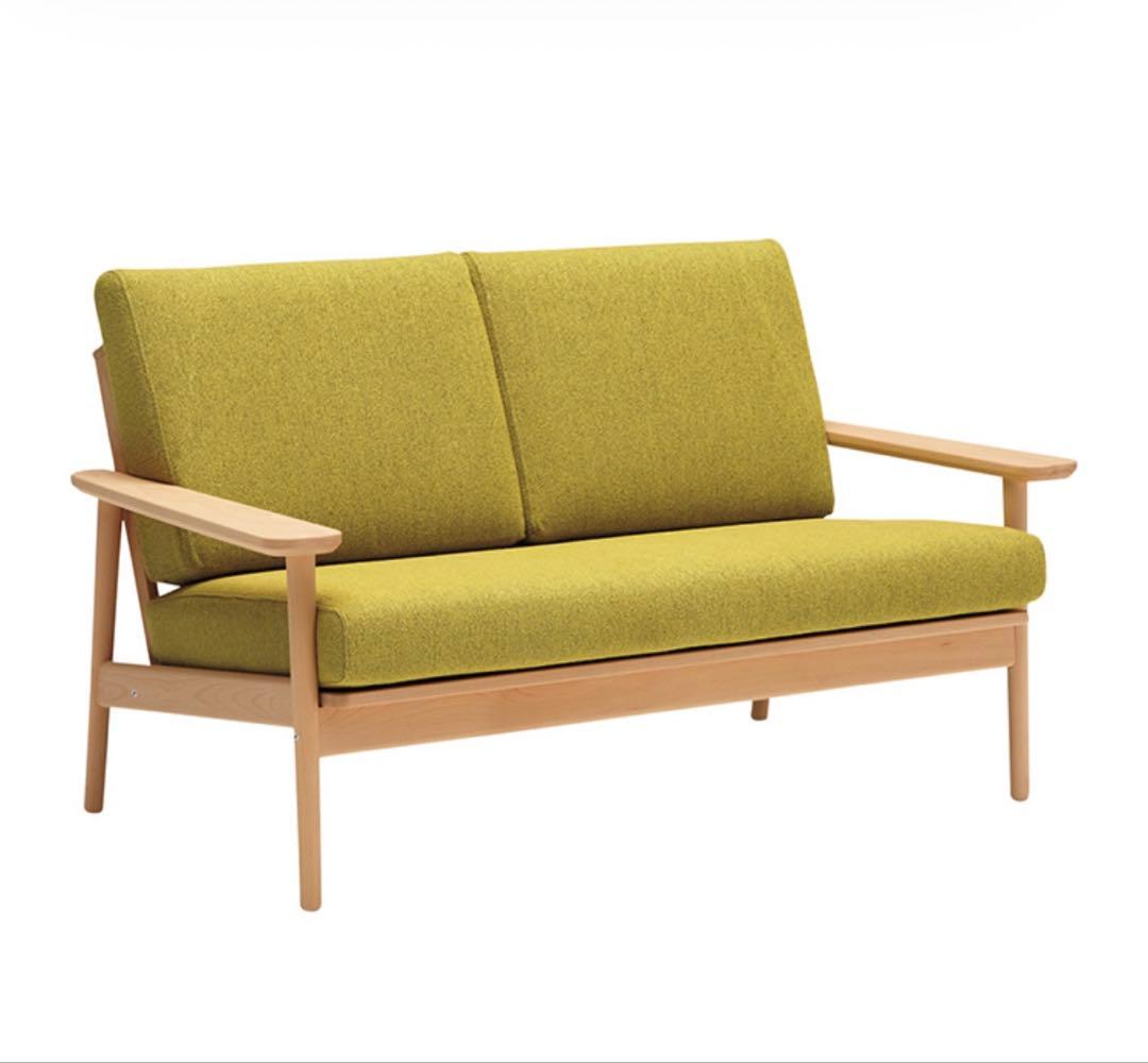 【正規品証明書付き】カリモク2人掛ソファ138㎝ WD4302ミモザピュアビーチ