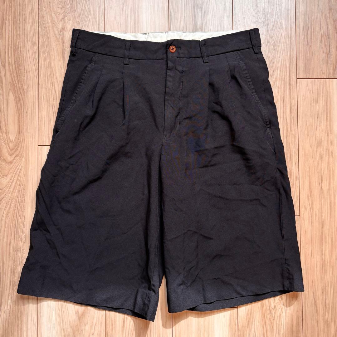 美品 コムデギャルソンオムドゥ ハーフパンツ ツータック ポリエステル縮絨 M