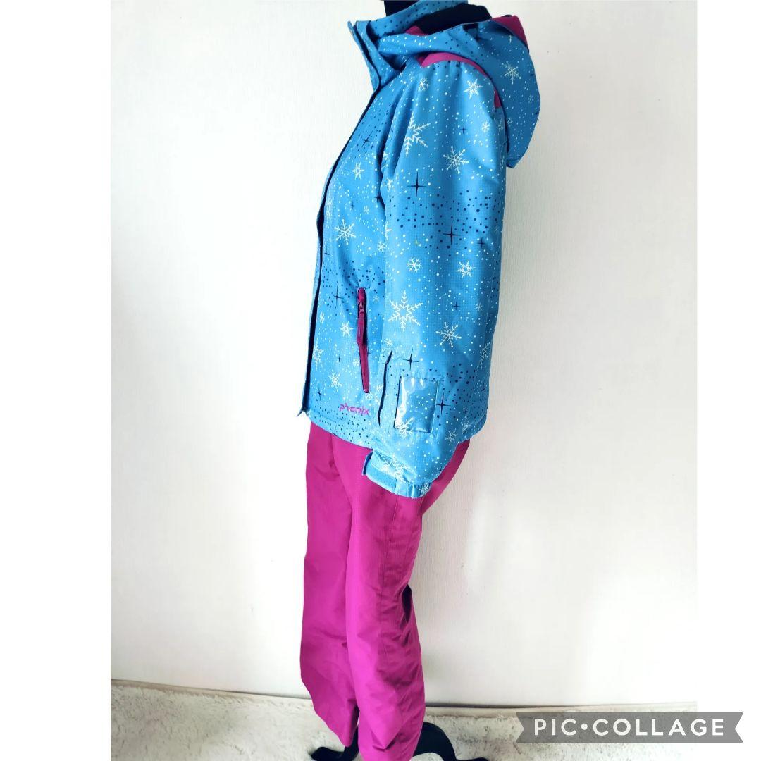 美品 Phenixスキーウェア 女の子 上下 150 140 雪結晶☆水色ピンク