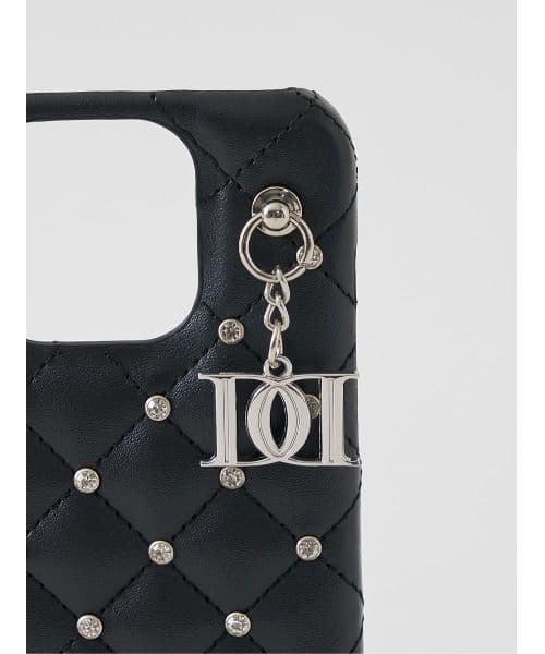 Darich キルティングビジューDDチャームiPhoneケース　15Pro　黒