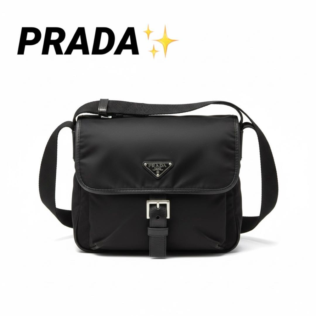 【極美品】PRADA プラダ ショルダーバッグ 三角ロゴ ナイロン フラップ