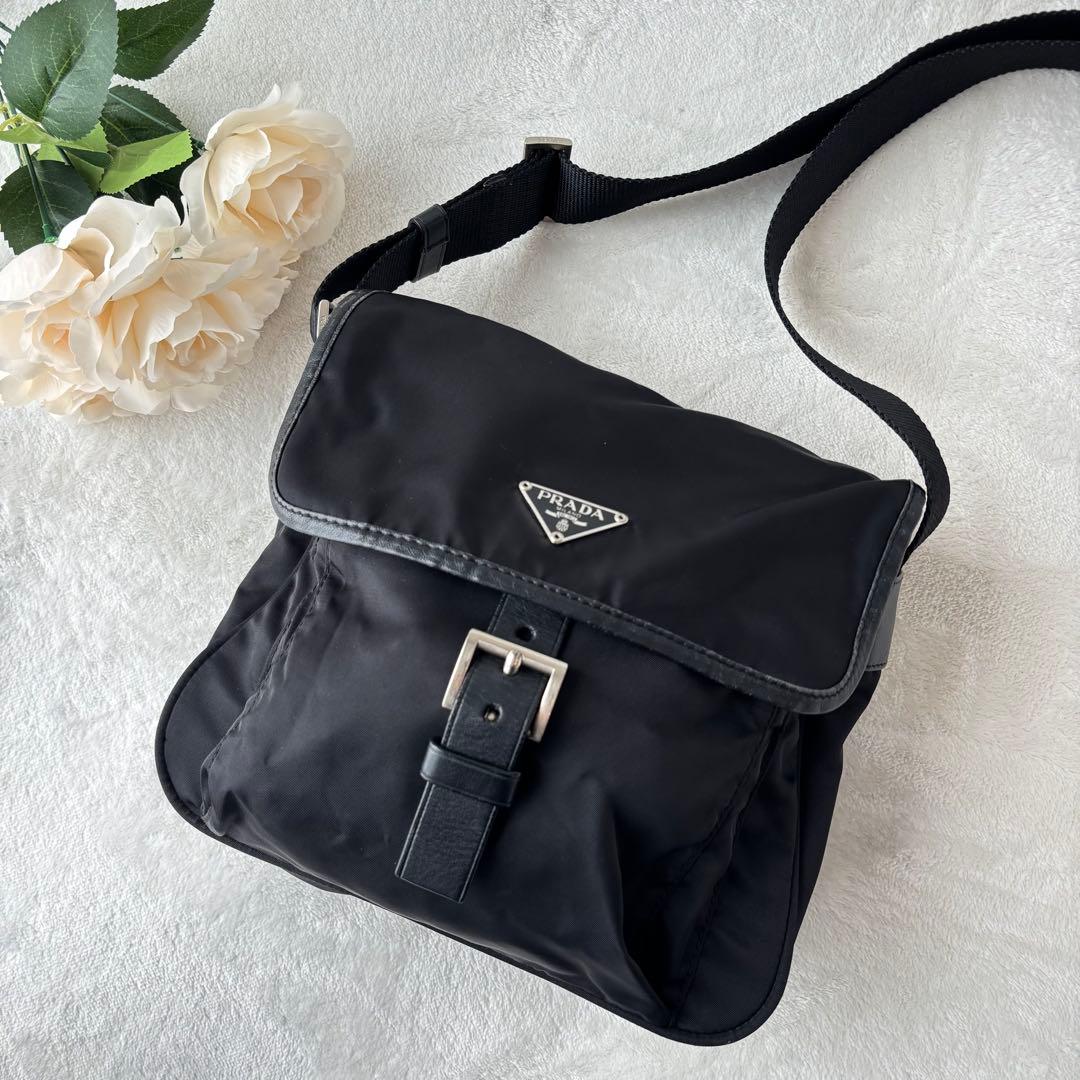 【極美品】PRADA プラダ ショルダーバッグ 三角ロゴ ナイロン フラップ