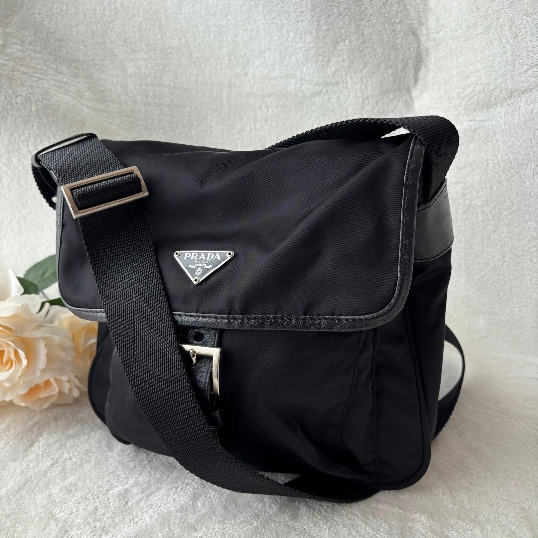 【極美品】PRADA プラダ ショルダーバッグ 三角ロゴ ナイロン フラップ