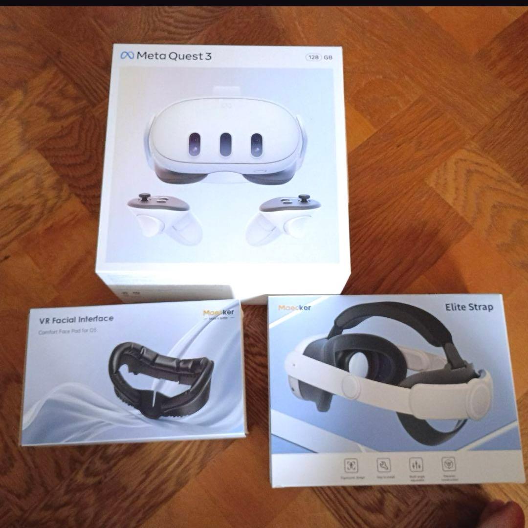  Quest 3 128GB フェイスクッション、ストラップ付き
