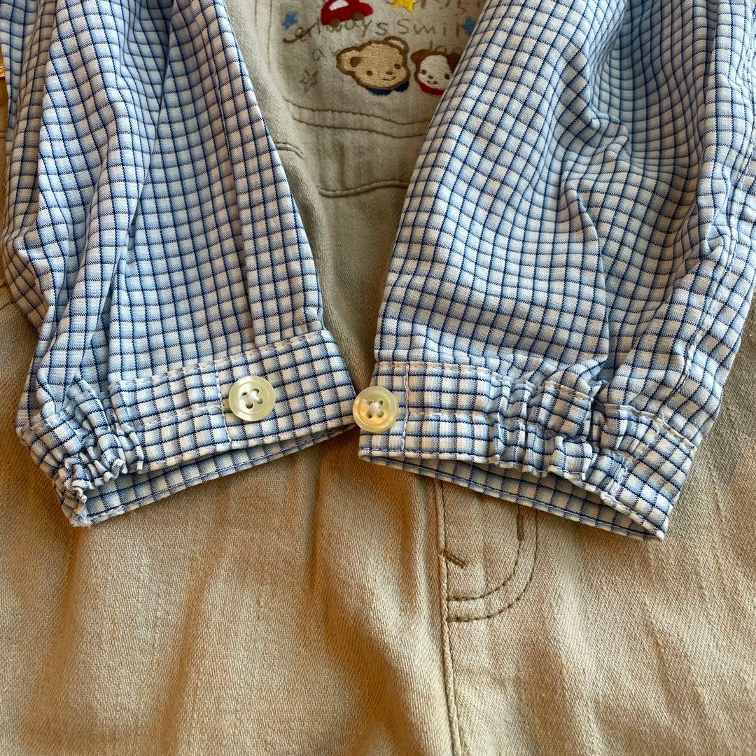 ファミリア　80cm オーバーオール　シャツ　チャーム　セット　新品タグ付き