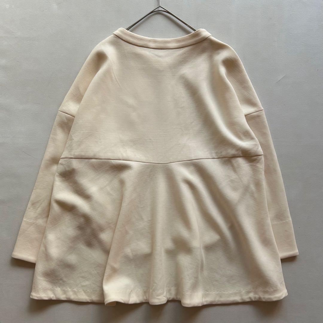 240エンフォルド 透けないストレッチウールゆったりフレアブラウス38アイボリー