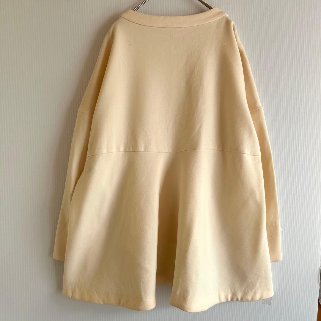 240エンフォルド 透けないストレッチウールゆったりフレアブラウス38アイボリー