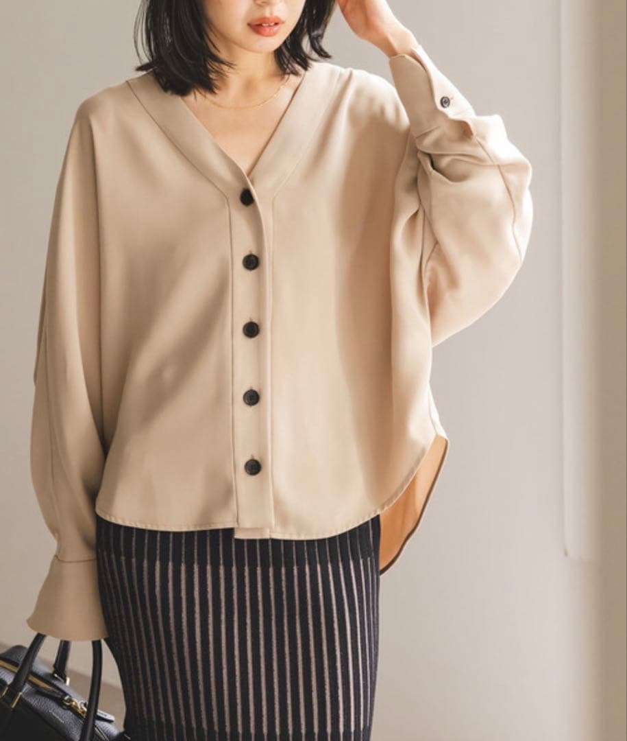 noble ブラウス シャツ エステルダブルクロスカーデブラウス