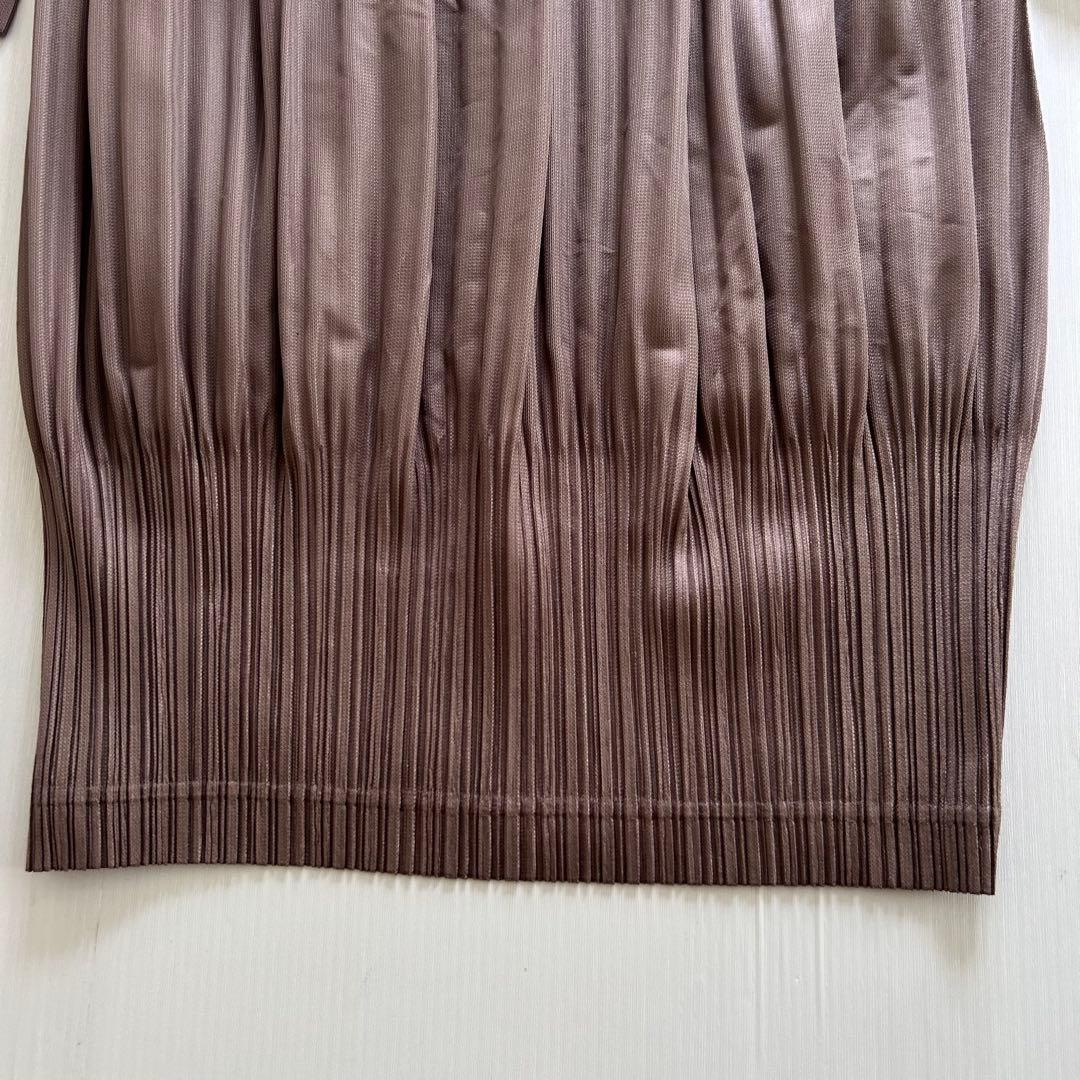 希少　PLEATS PLEASE チュニックワンピース　5部袖　茶
