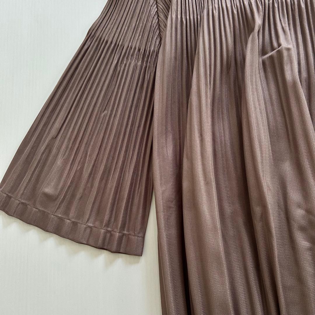 希少　PLEATS PLEASE チュニックワンピース　5部袖　茶