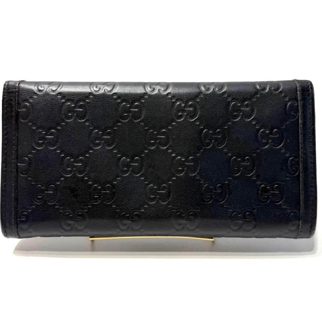 美品☆GUCCI 長財布 シマ インターロッキング フラップ 箱付き ブラック