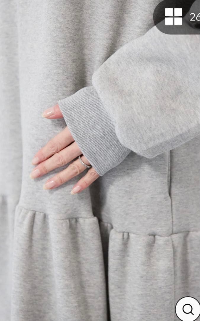 plus OTO.HA裏起毛ティアードスウェットワンピース　グレー