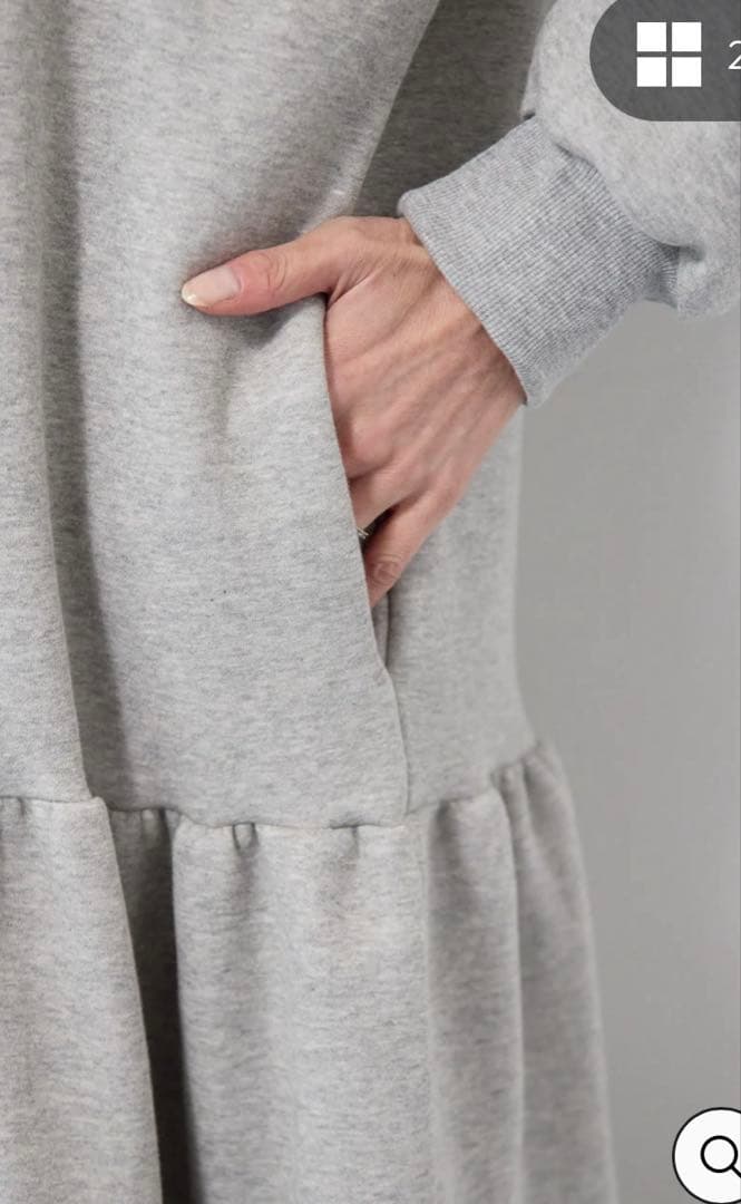 plus OTO.HA裏起毛ティアードスウェットワンピース　グレー