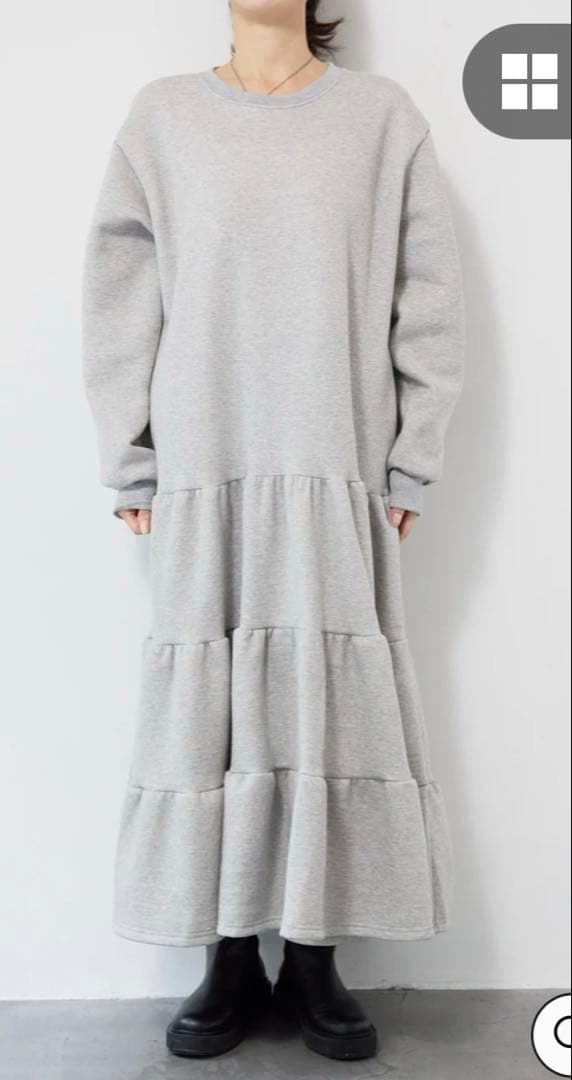 plus OTO.HA裏起毛ティアードスウェットワンピース　グレー