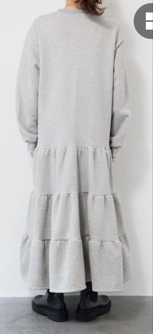 plus OTO.HA裏起毛ティアードスウェットワンピース　グレー