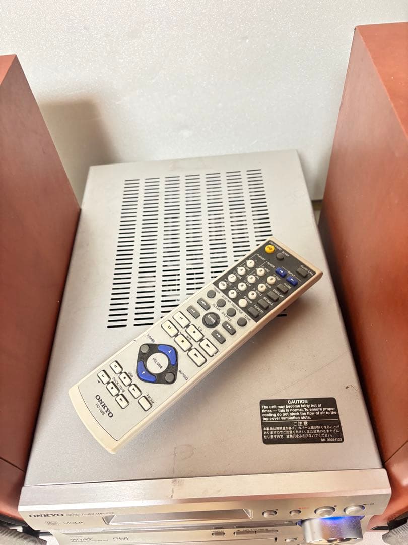 ONKYO CD MD コンポ 木製スピーカー付き　FR-N7SX リモコン付
