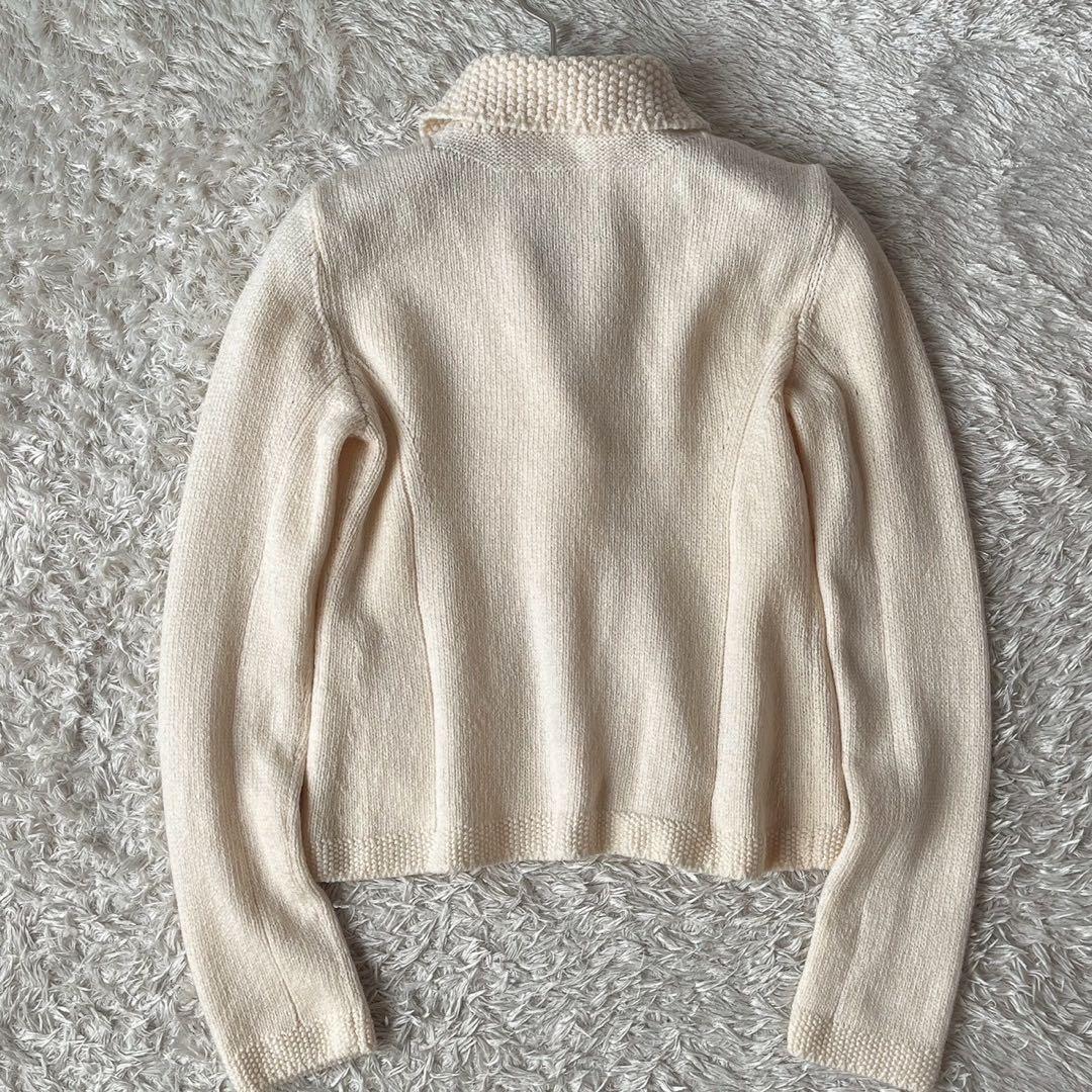 【美品】フォクシー ウールニットカーディガン ビスケット 襟付き アイボリー