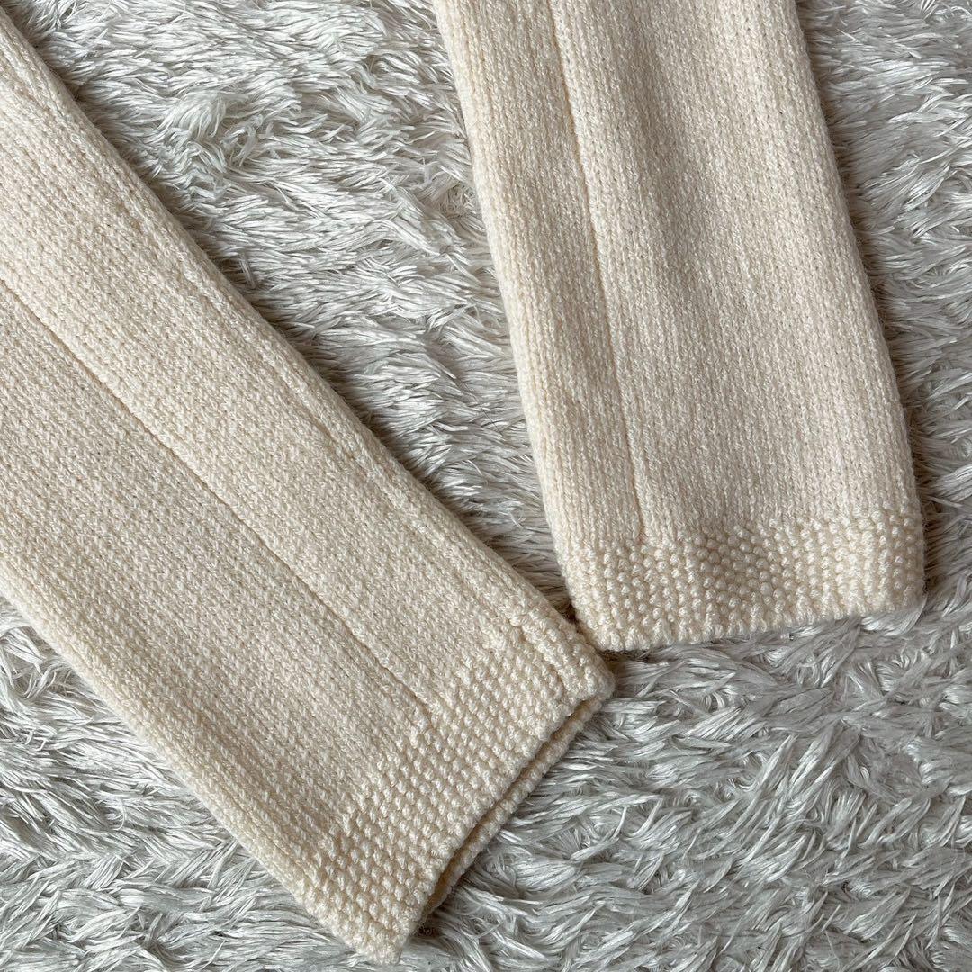 【美品】フォクシー ウールニットカーディガン ビスケット 襟付き アイボリー