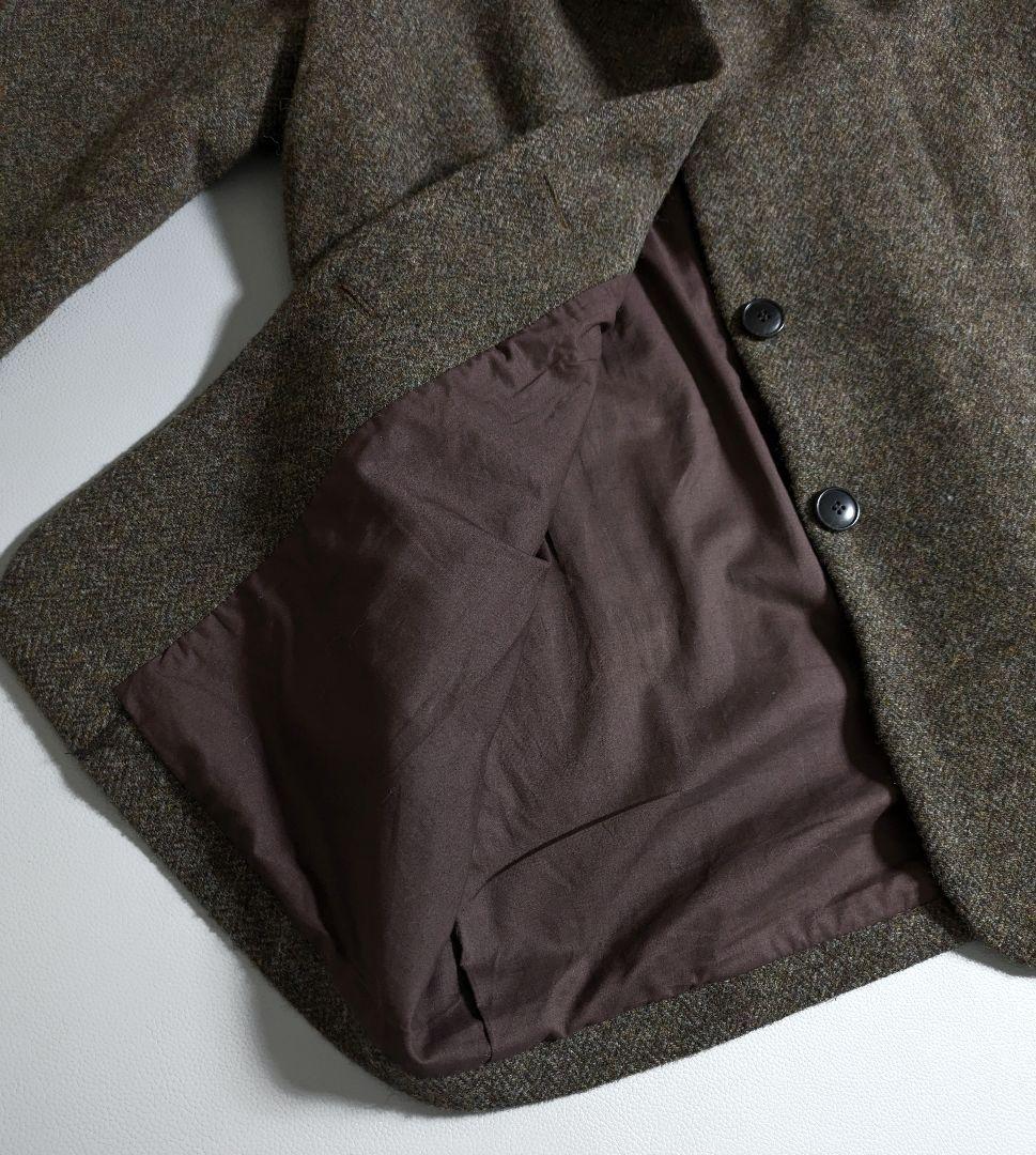 イチアンティークス／ヘリンボーン ミックスウールテーラードジャケット ブラウン