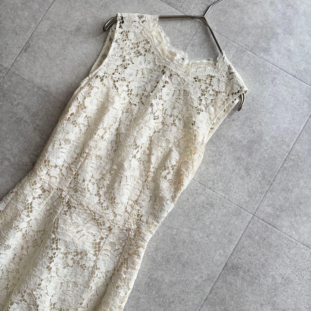 ドルチェ&ガッバーナ　ワンピース　ノースリーブ　総レース　ドレス　白　インナー付