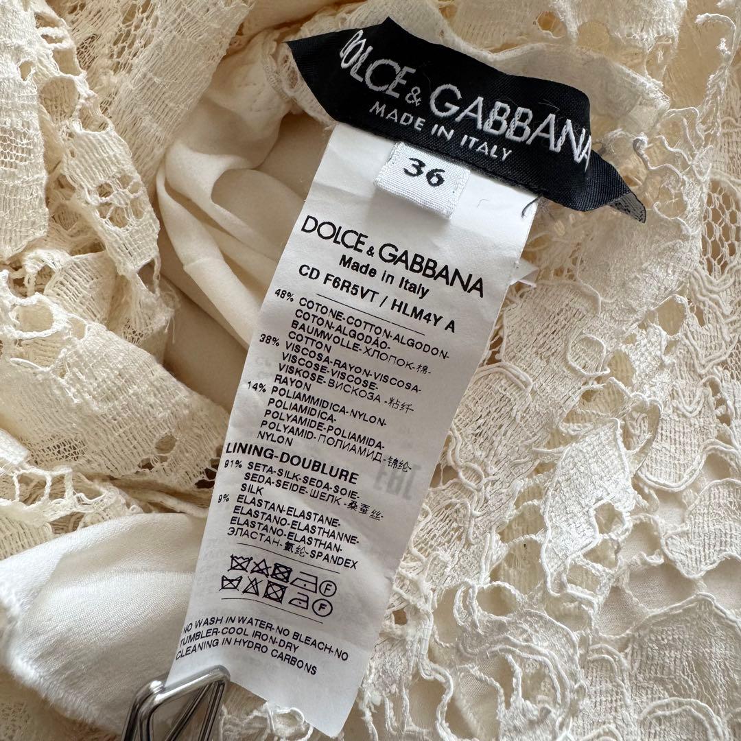 ドルチェ&ガッバーナ　ワンピース　ノースリーブ　総レース　ドレス　白　インナー付
