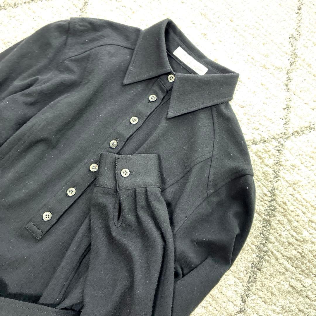 DAMA collection 長袖襟付き　ウールワンピース　黒