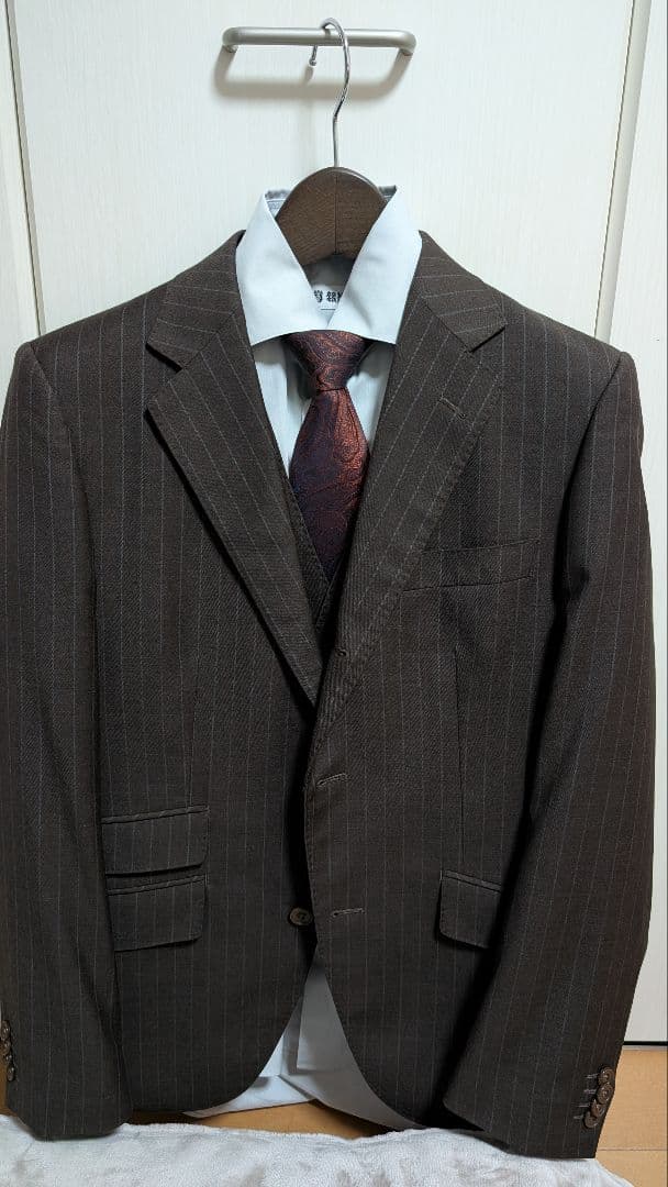 DRAGO ブラウンストライプ ビジネススーツ
