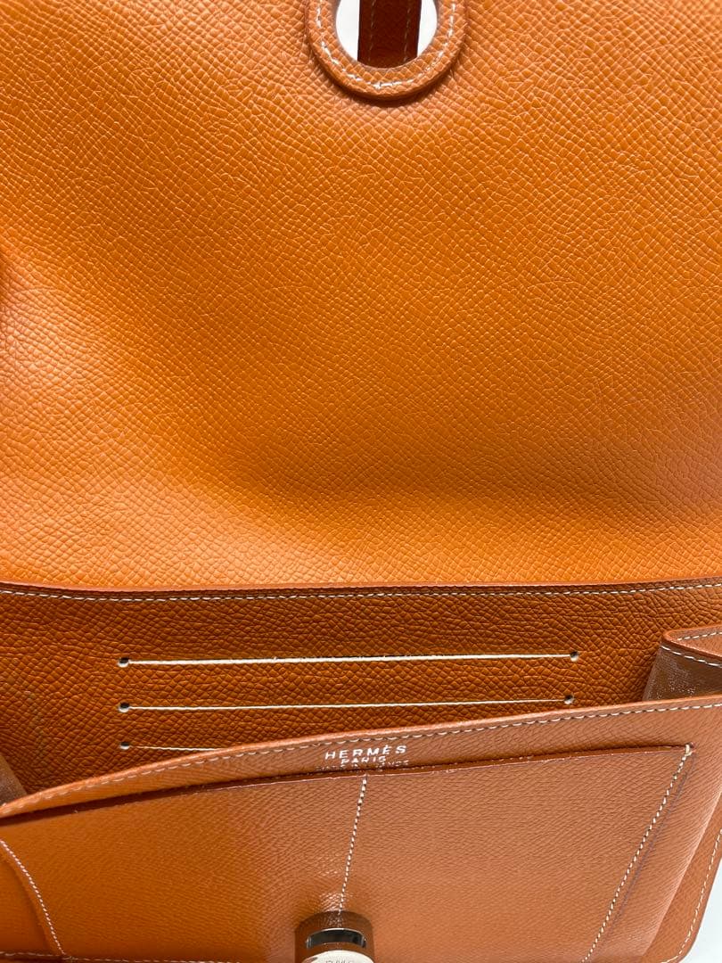 HERMES エルメス　長財布 オレンジ ゴールド ドゴン　ポーチ付き