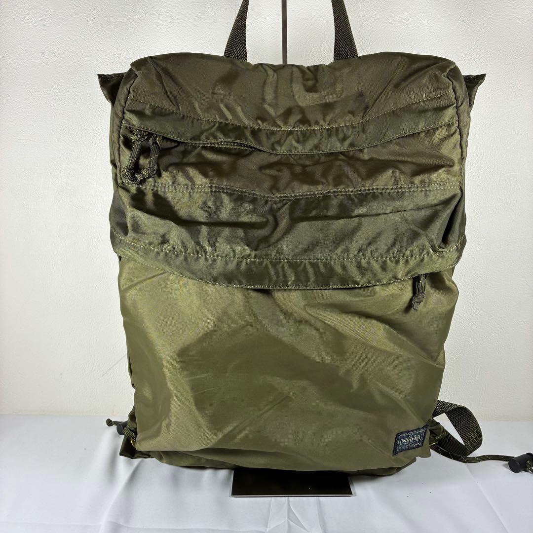 [極美品] PORTER force バックパック リュック カーキ2way