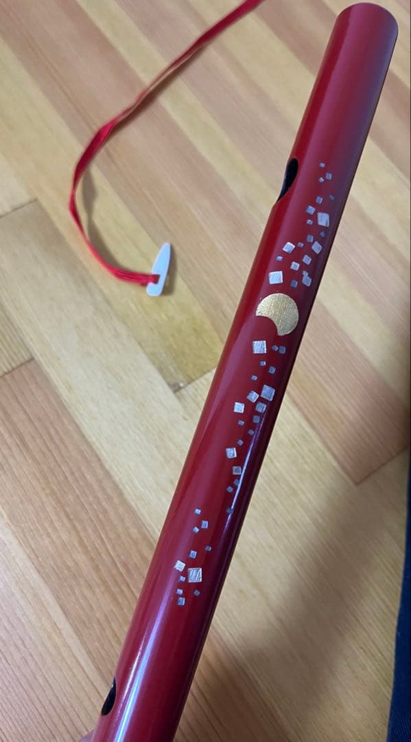 篠笛　立平　ドレミ調　八本調子　塗笛　蒔絵　赤　天の川