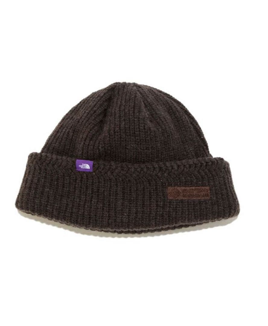 ノースフェイスパープルレーベルニットキャップ2025新品！