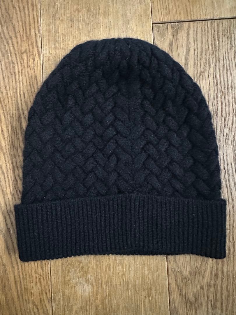 CHANEL カシミヤ バイカラーCCロゴデザインニット帽　ニットキャップ