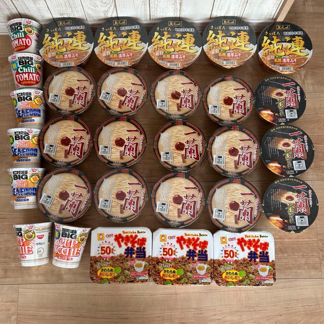 カップ麺詰め合わせ　一蘭　一蘭釜だれ　 純連　カップヌードルBIG 30個セット