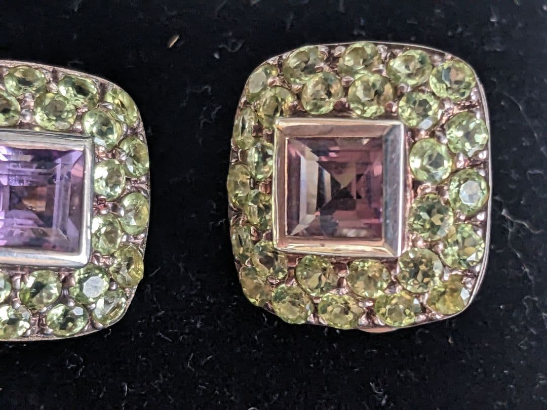 ヴィンテージ　アメジスト　ペリドット　ネックレス　イヤリング