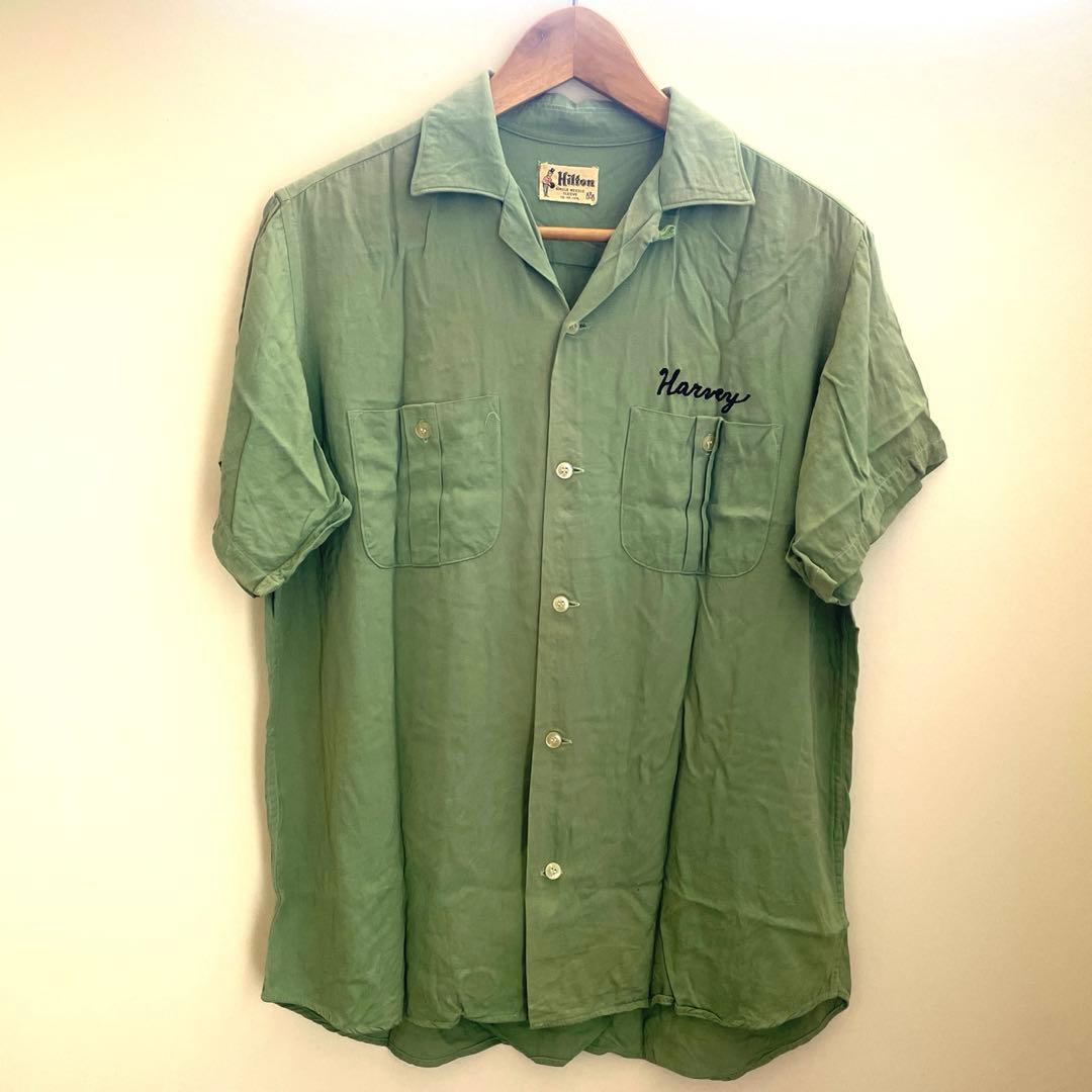 Hilton ボーリングシャツ 希少50-60s 黒タグ M