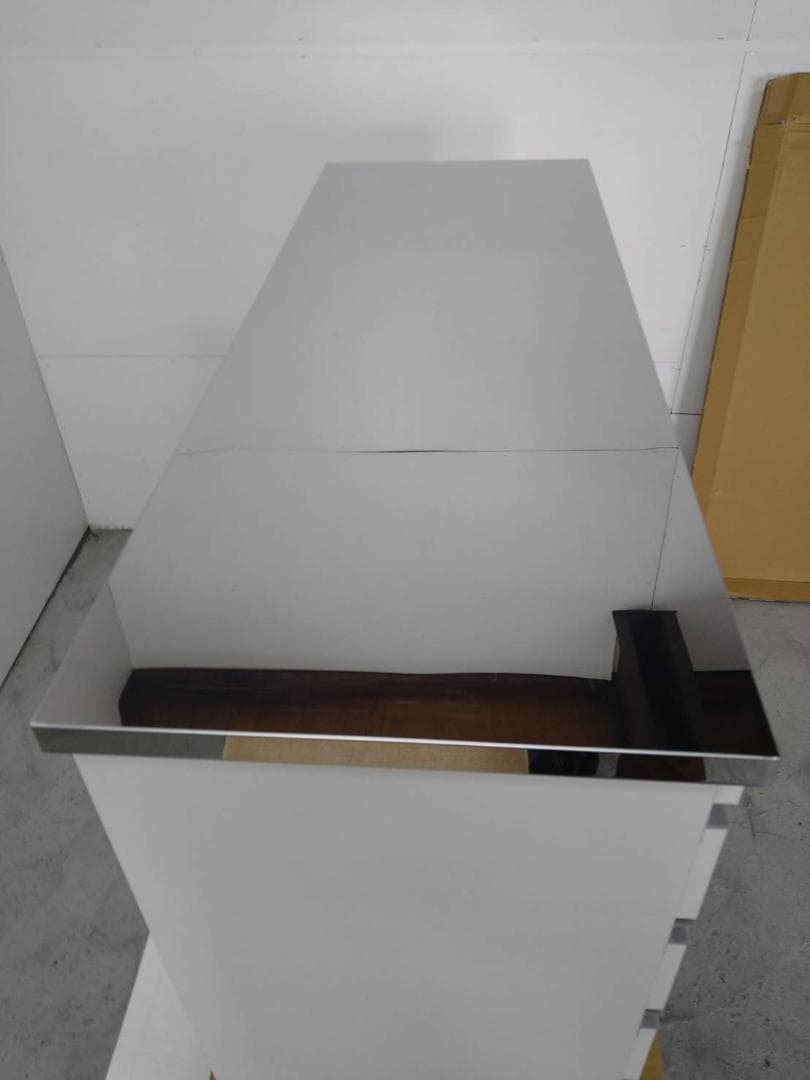 ◎7034 ステンレス天板頑丈ハイカウンター幅120　ホワイト