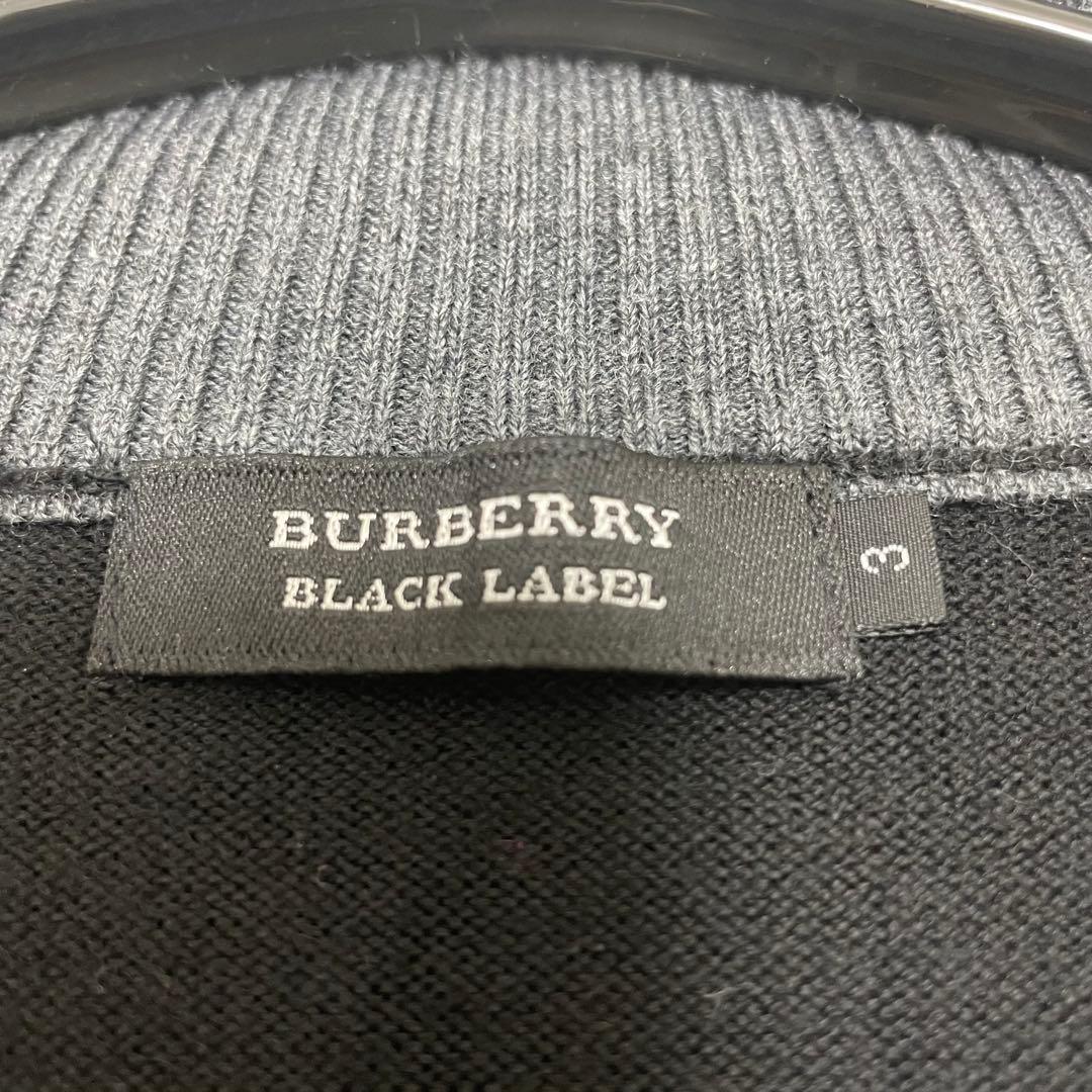 【美品】バーバリーブラックレーベル ドライバーズニット アーガイル ブラック L