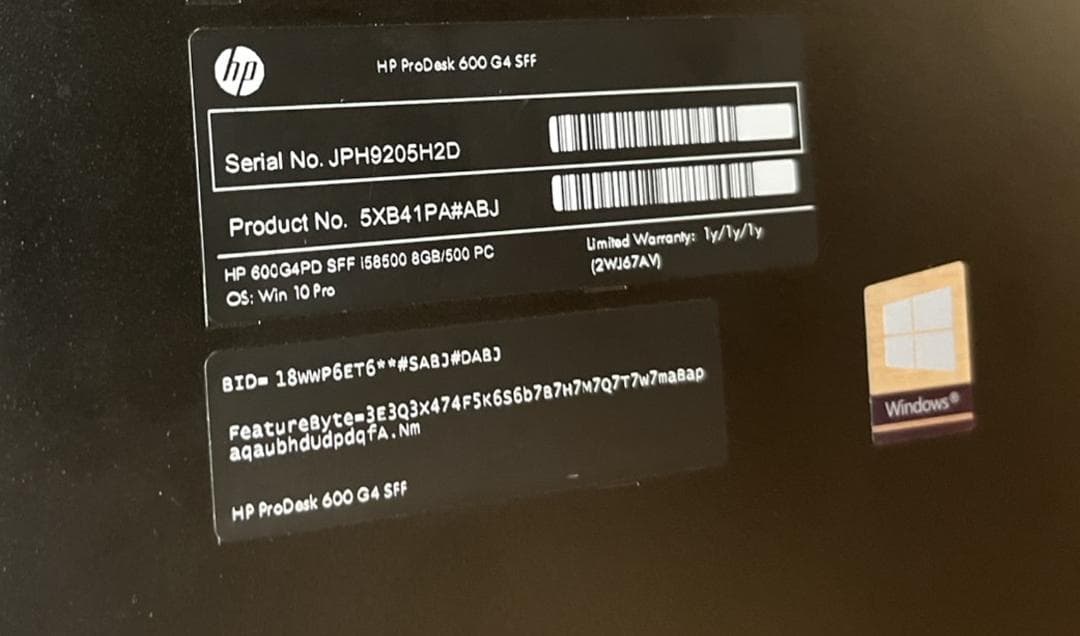 高性能デスクトップパソコン HP ProDesk 600 G4 Core i5