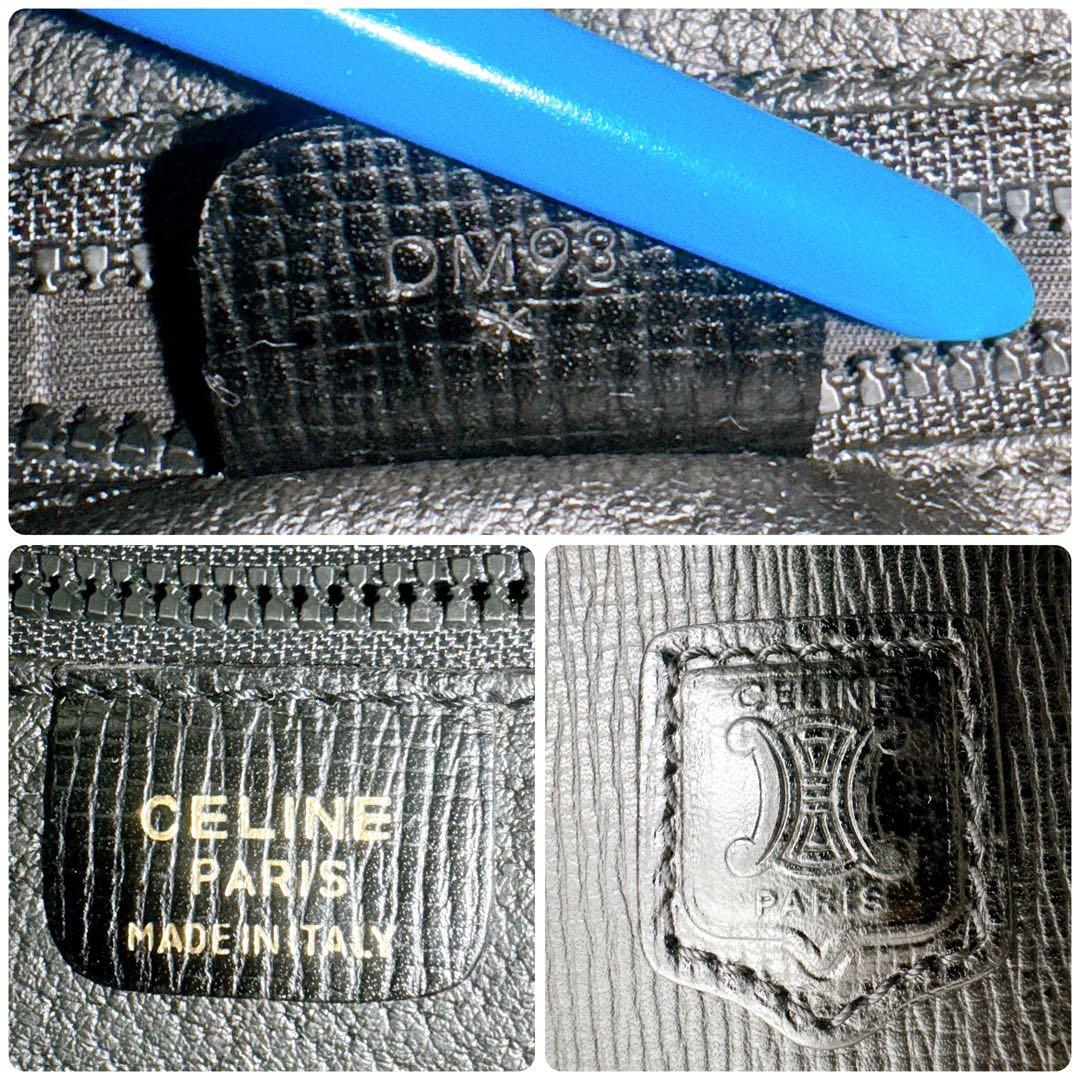 セリーヌ クラッチ セカンド バッグ マカダム ロゴ 本革 黒 ゴールド金具