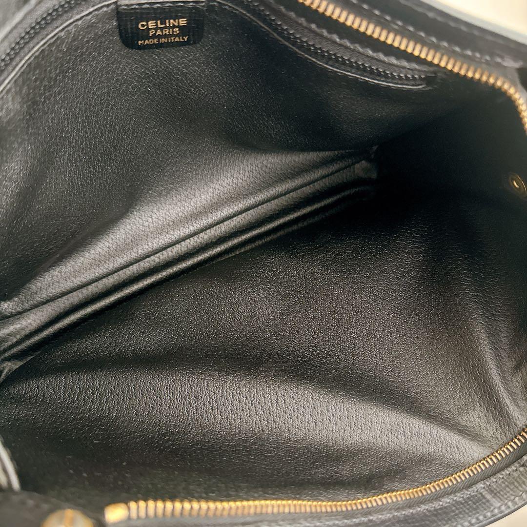 セリーヌ クラッチ セカンド バッグ マカダム ロゴ 本革 黒 ゴールド金具