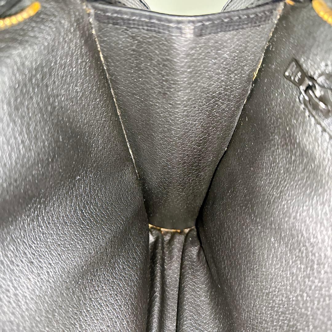 セリーヌ クラッチ セカンド バッグ マカダム ロゴ 本革 黒 ゴールド金具