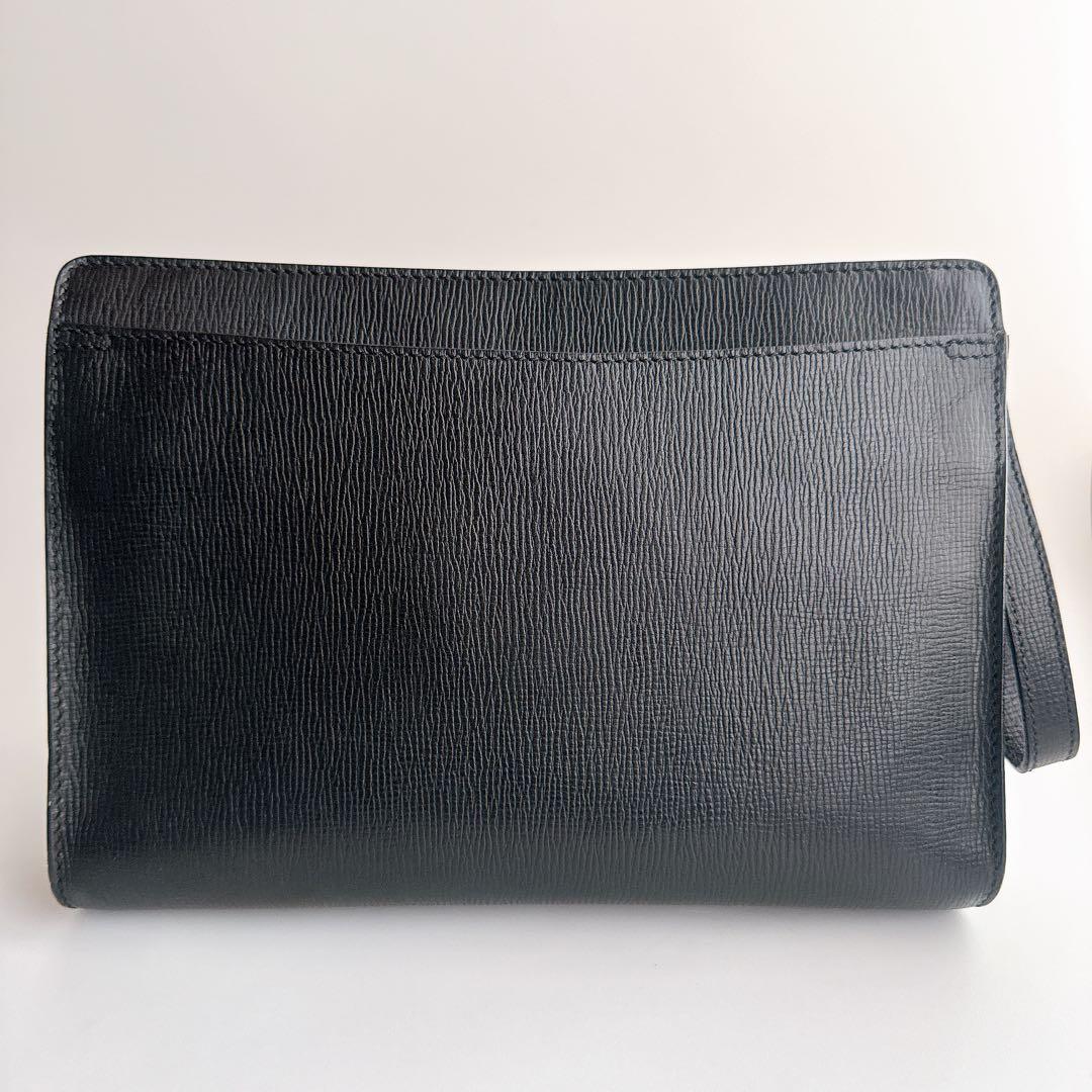 セリーヌ クラッチ セカンド バッグ マカダム ロゴ 本革 黒 ゴールド金具