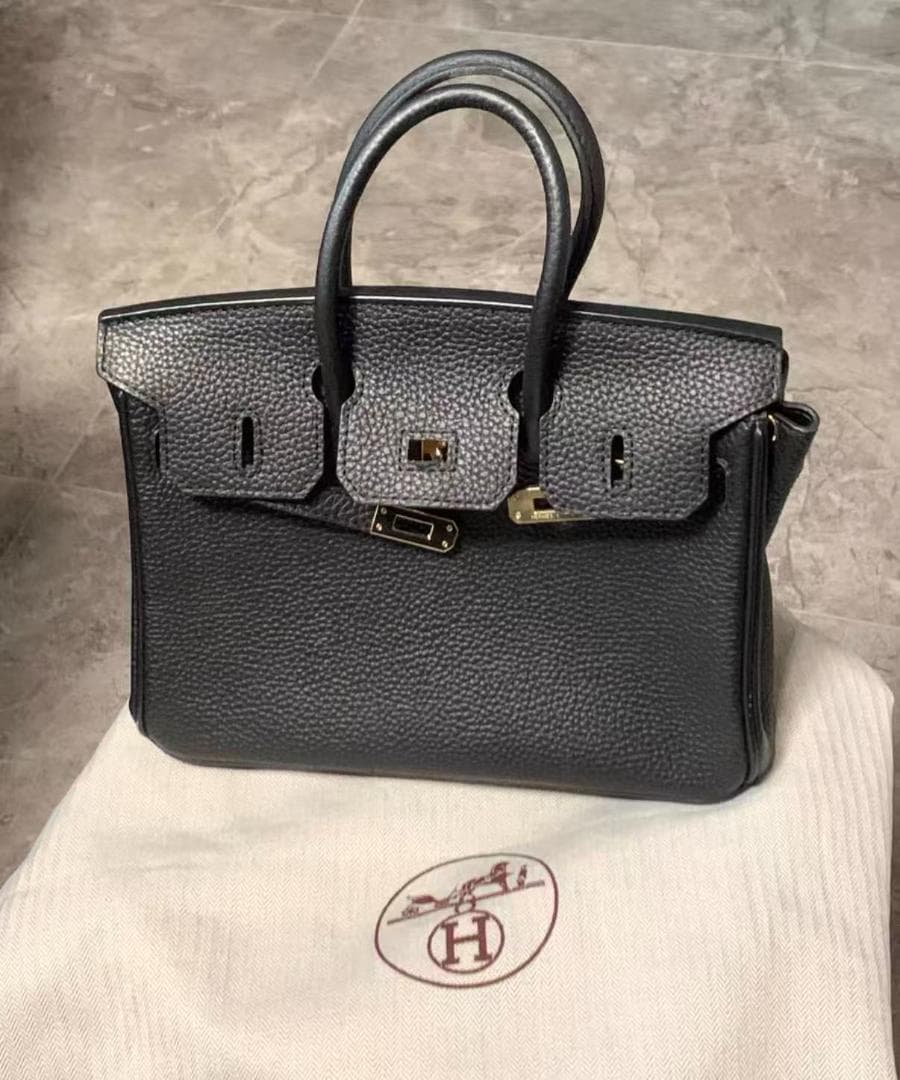 希少✨ 状態良好 バーキン スタイル 黒いレザー ハンドバッグ