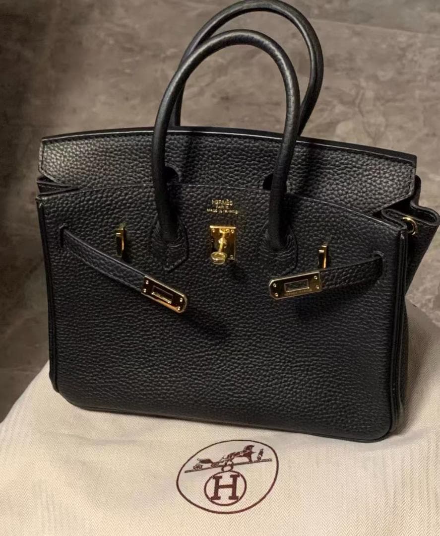 希少✨ 状態良好 バーキン スタイル 黒いレザー ハンドバッグ