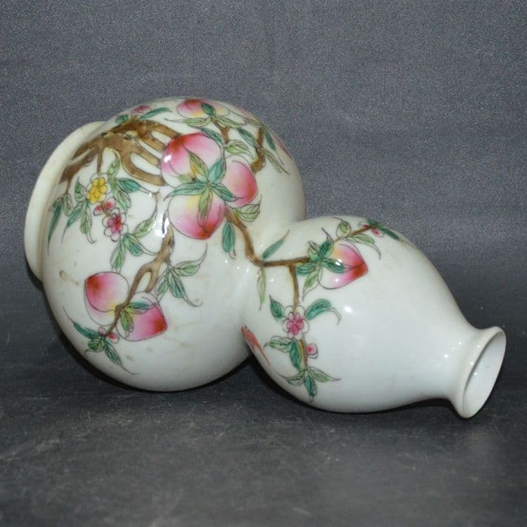 九桃ひょうたん瓶一対 景徳鎮 陶磁器 装飾品 現代工芸品 美術品 置物