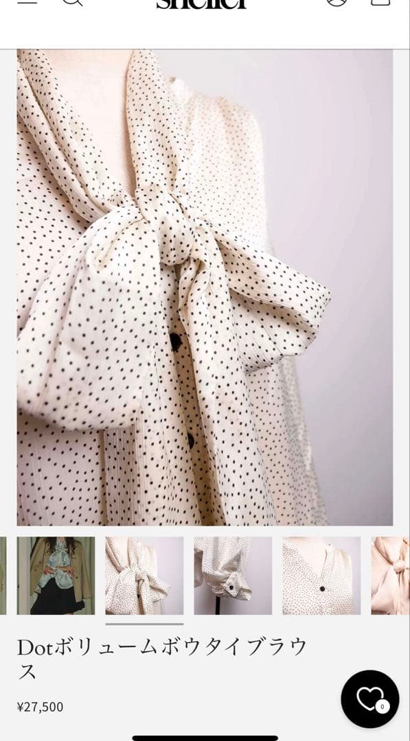 sheller Dotボリュームボウタイブラウス