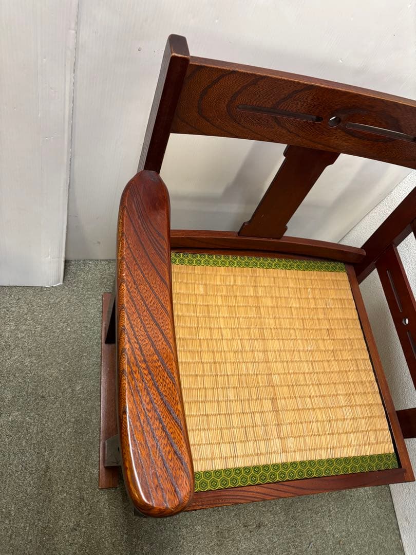 ① 昭和レトロ　和家具　和風アームローチェア　座椅子　ヴィンテージチェア当時物