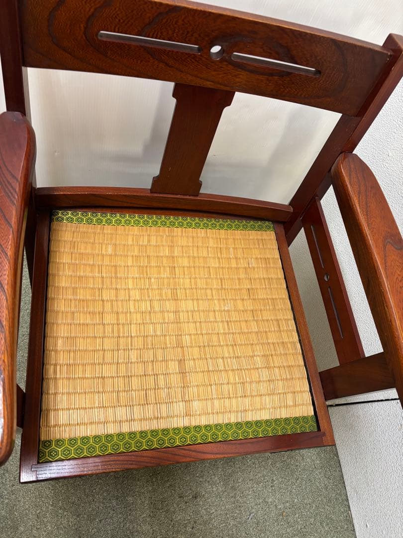 ① 昭和レトロ　和家具　和風アームローチェア　座椅子　ヴィンテージチェア当時物