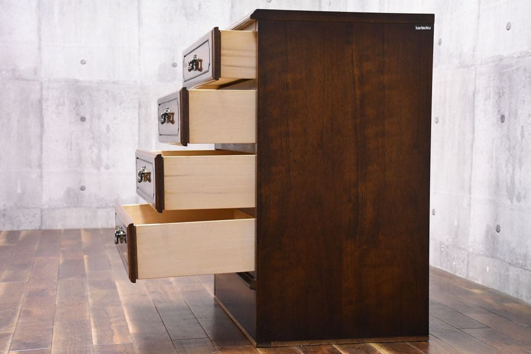 EBK67 カリモク コロニアル 4段 サイドチェスト QC1904 引き出し