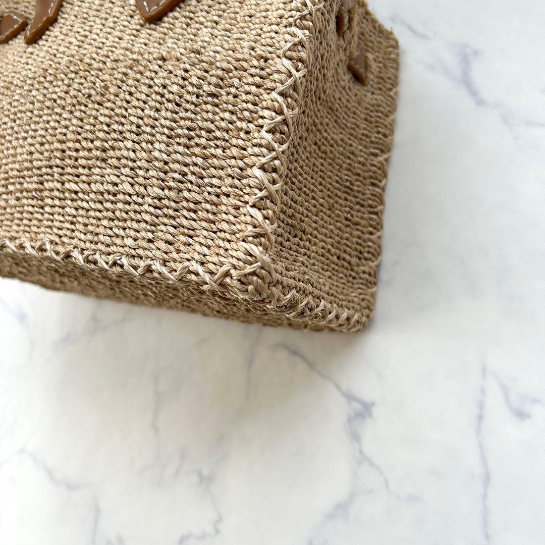 人気カラー✨SEA シー かごバッグ ハンドバッグ ブラウン レザー S